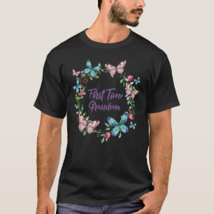 1st Time Grandma New Grandmother Cute Butterfly Wa T-Shirt