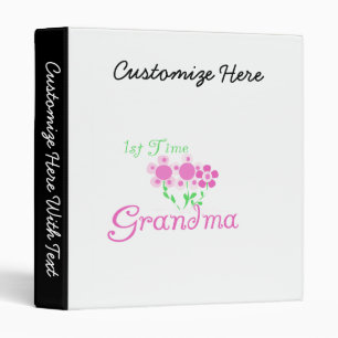 1st Time Grandma Pink Flowers Gifts Binder