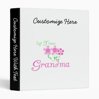1st Time Grandma Pink Flowers Gifts Binder