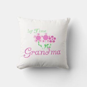1st Time Grandma Pink Flowers Gifts Throw Pillow
