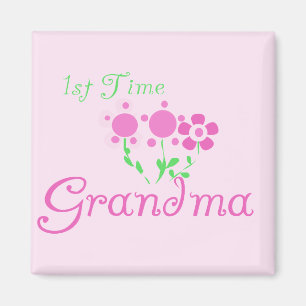 1st  Time Grandma-Pink Flowers Magnet