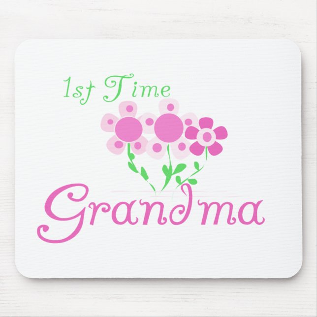1st  Time Grandma-Pink Flowers Mouse Pad (Front)