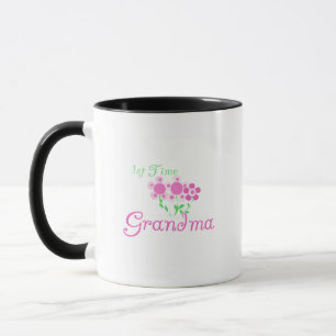 1st  Time Grandma-Pink Flowers Mug