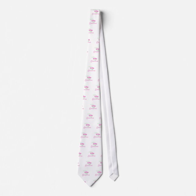 1st  Time Grandma-Pink Flowers Tie (Front)