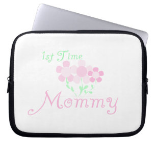 1st Time Mommy Pink Flowers Gifts Laptop Sleeve