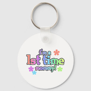 1st Time Mommy-Rainbow T-shirts and Gifts Keychain