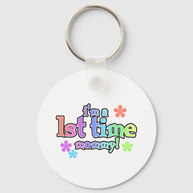 1st Time Mommy-Rainbow T-shirts and Gifts Keychain (Front)