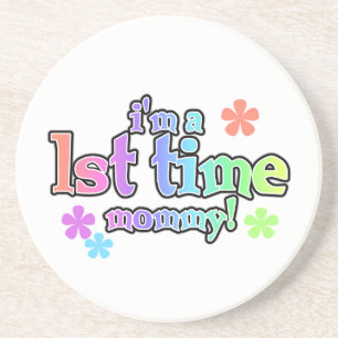 1st Time Mommy Rainbow Text Gifts Coaster