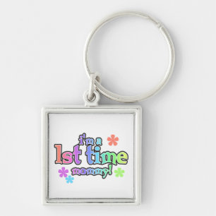 1st Time Mommy Rainbow Text Gifts Keychain