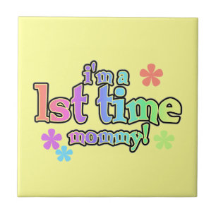 1st Time Mommy Rainbow Text Gifts Tile