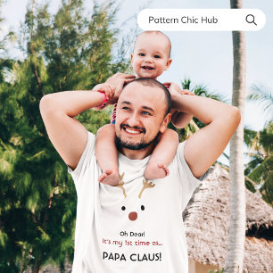 1st Time Papa Claus White Modern Family Christmas  T-Shirt