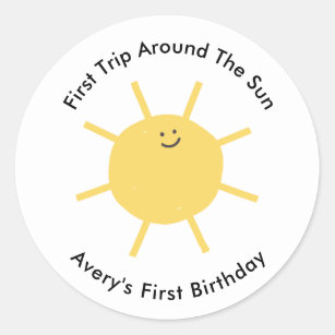 1st Trip Around the Sun 1st Birthday Party Classic Round Sticker