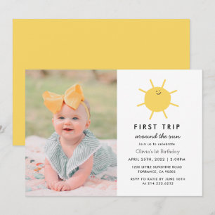 1st Trip Around The Sun 1st Birthday Photo Invitation