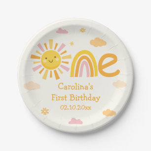 1st Trip Around the Sun Birthday Party Girl Paper Plate
