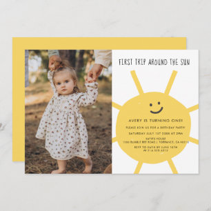 1st Trip Around The Sun Birthday Photo Invitation