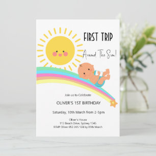 1st trip around the sun boy birthday  invitation