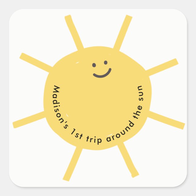 1st Trip Around The Sun Party Balloon Square Sticker (Front)