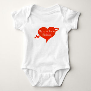 1st Valentine Birthday Heart T-shirt Baby Bodysuit