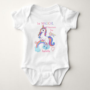 1st Valentine's Day Unicorn Baby Bodysuit