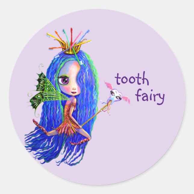 1st Visit From the Tooth Fairy Crown Cute Classic Round Sticker (Front)