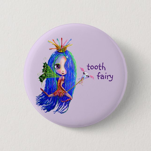 1st Visit From the Tooth Fairy Crown Cute Pinback 2 Inch Round Button (Front)