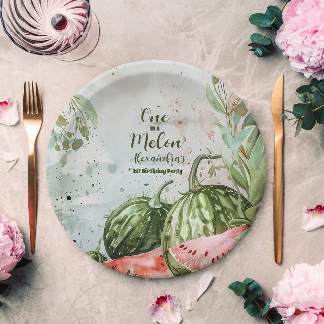 1st Watermelon Birthday Paper Plate (Creator Uploaded)