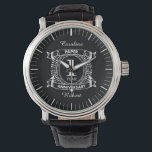 1ST wedding anniversary distressed crest Watch<br><div class="desc">A design to celebrate your first year of marriage. This first wedding anniversary design has a distressed white crest,  with the text Paper,  1 year ,  anniversary.  If you would like any help customizing this design please contact me,  their is an ask this designer button,  just below this text.</div>