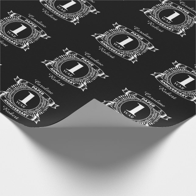 1ST wedding anniversary distressed crest Wrapping Paper (Corner)