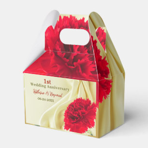 1st Wedding Anniversary Gold Background Carnation Favor Box