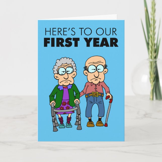 1st Wedding Anniversary Growing Old Card (Front)