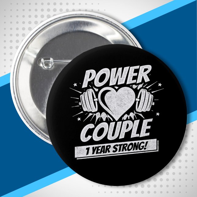 1st Wedding Anniversary Married Fitness Couple 2 Inch Round Button (Creator Uploaded)