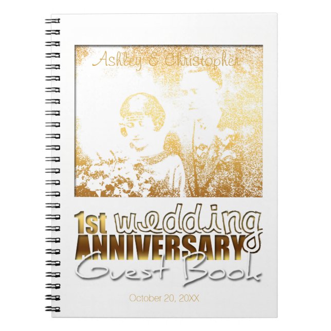 1st Wedding Anniversary Modern Custom Guest Book (Front)