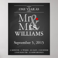 1st wedding anniversary Modern print with dates