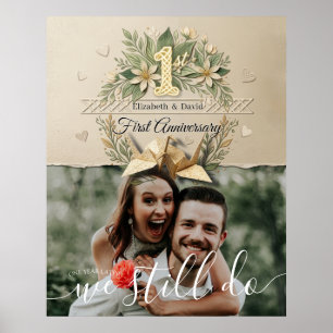 1st Wedding Anniversary Pape Cranes Photo Welcome Poster