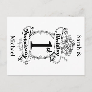 1st Wedding Anniversary Postcard