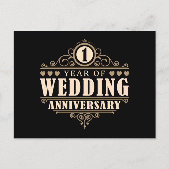 1st Wedding Anniversary Postcard (Front)