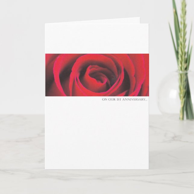 1st  wedding Anniversary rose greeting card (Front)