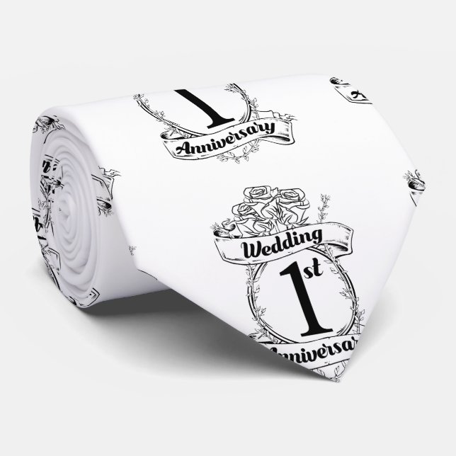 1st Wedding Anniversary Tie (Rolled)