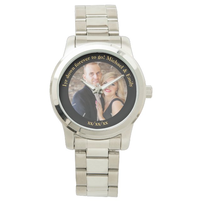 1st Wedding Anniversary unique unusual custom Watch (Front)