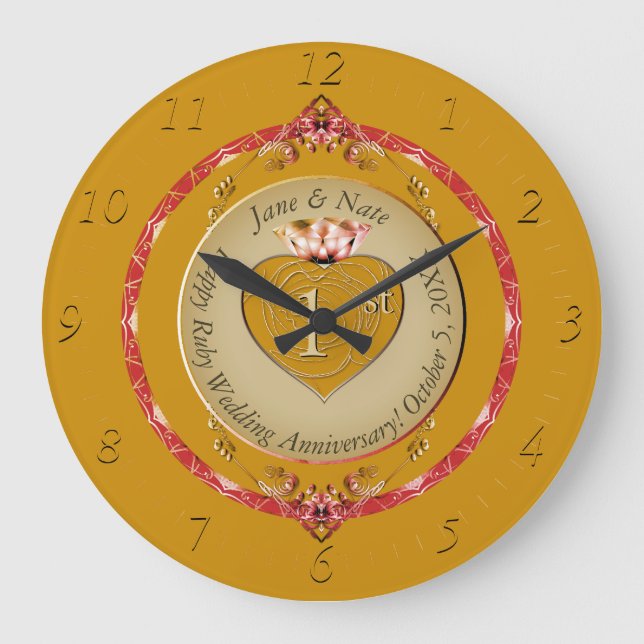 1st Wedding  Anniversary Wall Clock (Front)