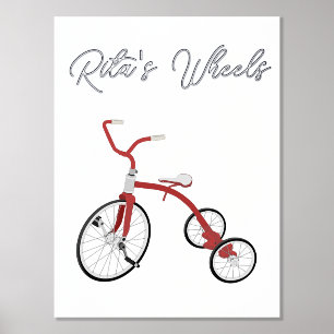 1st Wheels Vintage Red Tricycle Foil Text Poster
