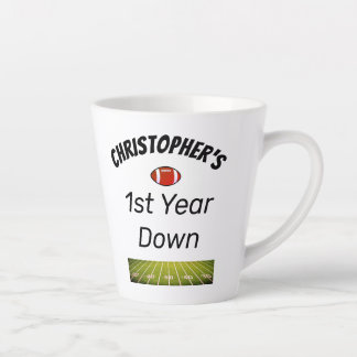 1st year down Football Boy's Birthday Latte Mug