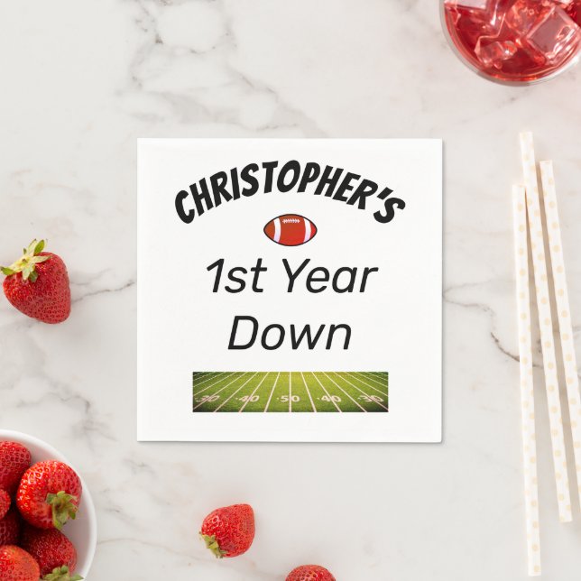 1st year down Football Boy's Birthday Napkin (Insitu)
