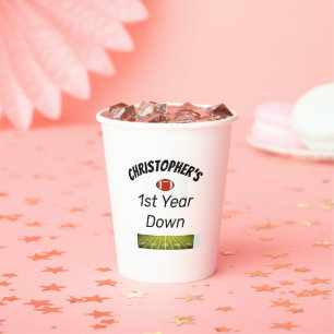 1st year down Football Boy's Birthday Paper Cups