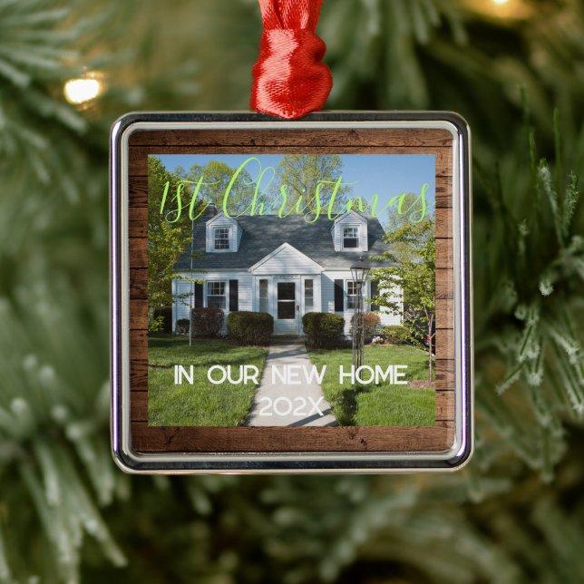 1st Year in New Home - Year - Personalize Photo Metal Ornament (Tree)