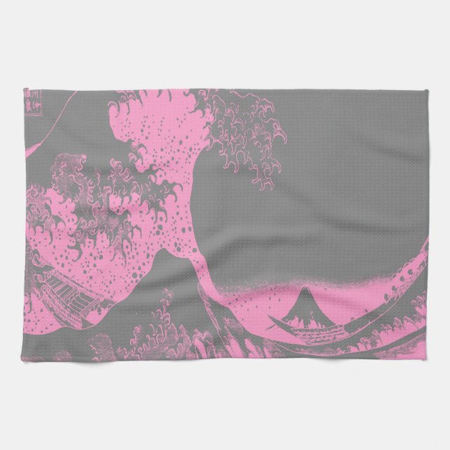 1thegreatwaveredblackbig-005 kitchen towel (Horizontal)