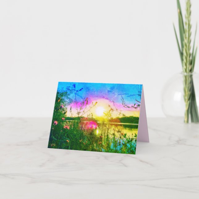 1TROUT LAKE GREEN SMALL GREETING CARD (Front)