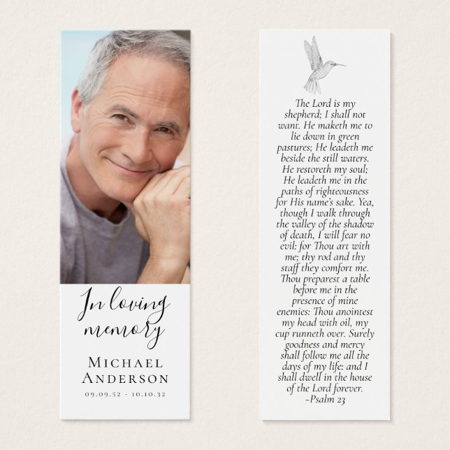 1x3" Hummingbird Sympathy Prayer MINI Bookmark (Front & Back)
