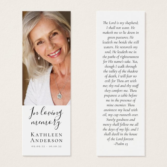 1x3" Photo Memorial Funeral Poem MINI Bookmark (Front & Back)