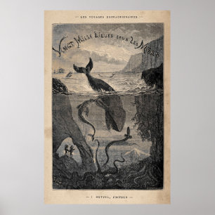 20000 Leagues Under the Sea Frontispiece 1871 Poster